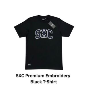 SXC Premium Black Embroidery T-Shirt