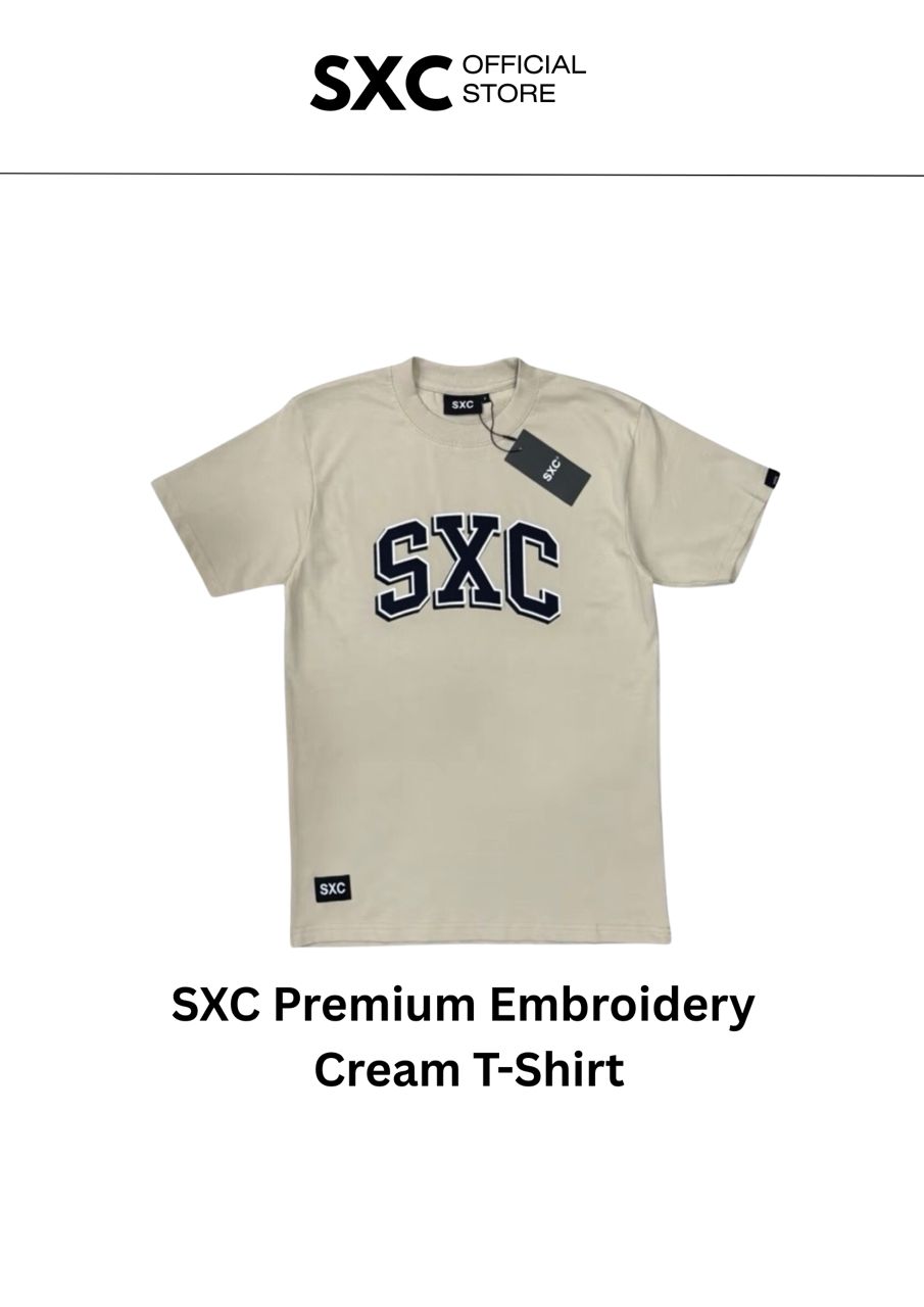 SXC Premium Cream Embroidery T-Shirt