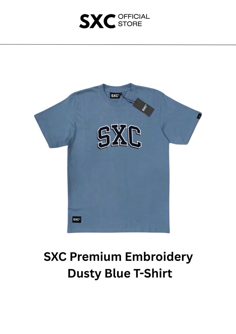 SXC Premium Dusty Blue Embroidery T-Shirt